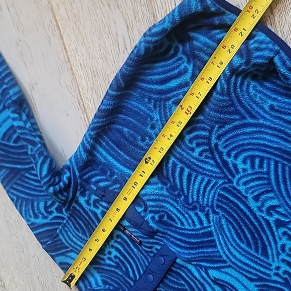 🌊 Patagonia Wave Print Synchilla Snap-T pullover fleece kids size L 12 - Picture 7 of 10